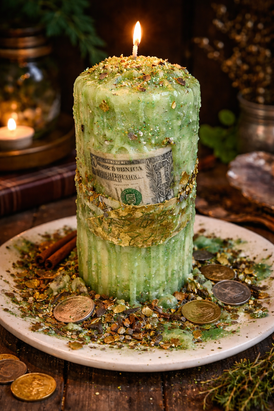 Money candle- abundance